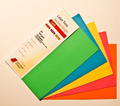 Laser Tints  Assorted Bright Shades Card  A4  160gsm