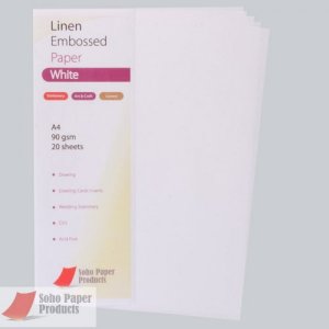 Linen Embossed Premium White  A4  90gsm