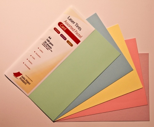 Laser Tints  Assorted Pastel Shades Card A4  160gsm
